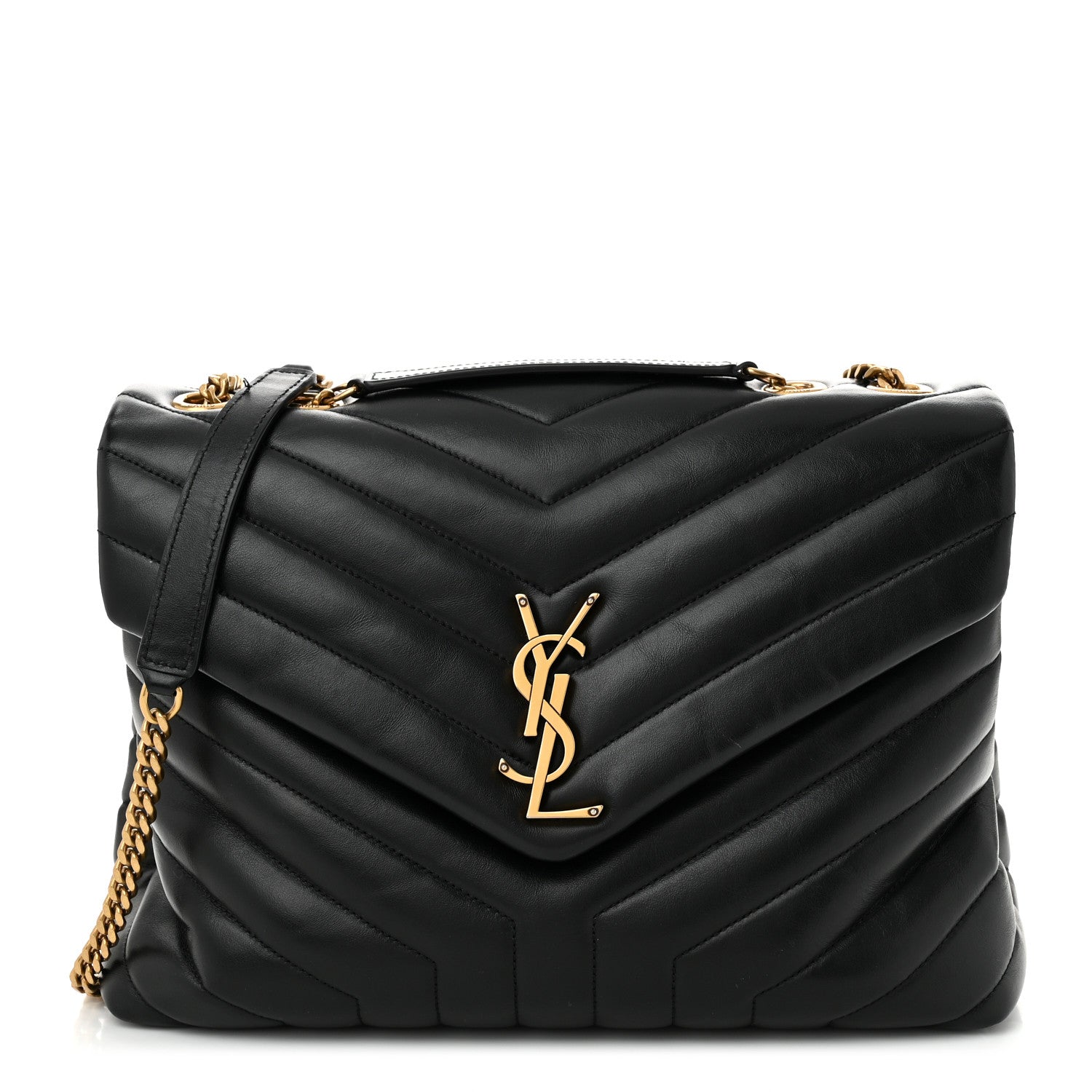 Saint Laurent Calfskin Y Quilted Monogram Medium Loulou Chain Satchel Black 1 of 11