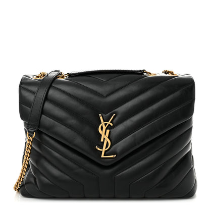 Saint Laurent Calfskin Y Quilted Monogram Medium Loulou Chain Satchel Black 1 of 11