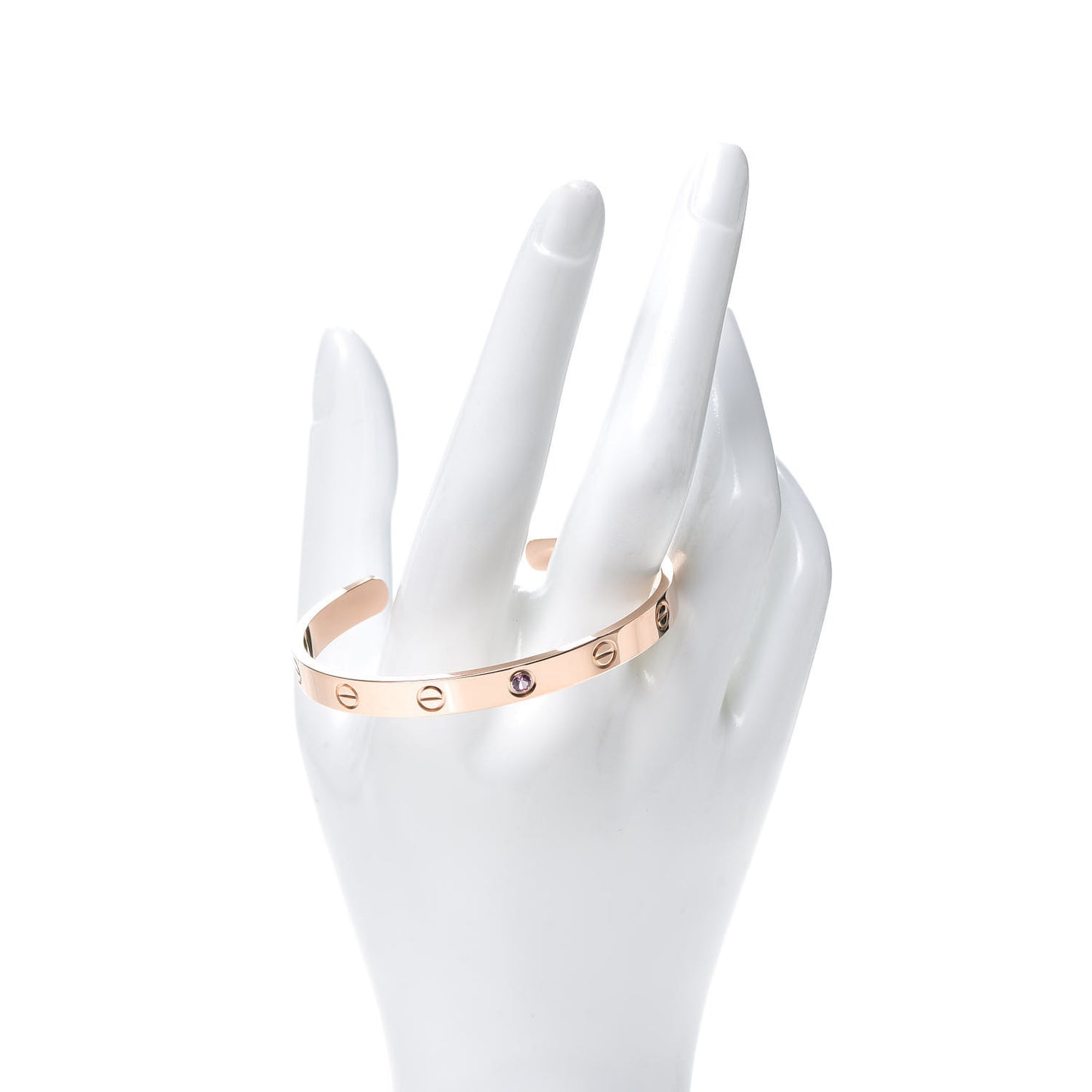 18K Pink Gold Pink Sapphire LOVE Cuff Bracelet 17