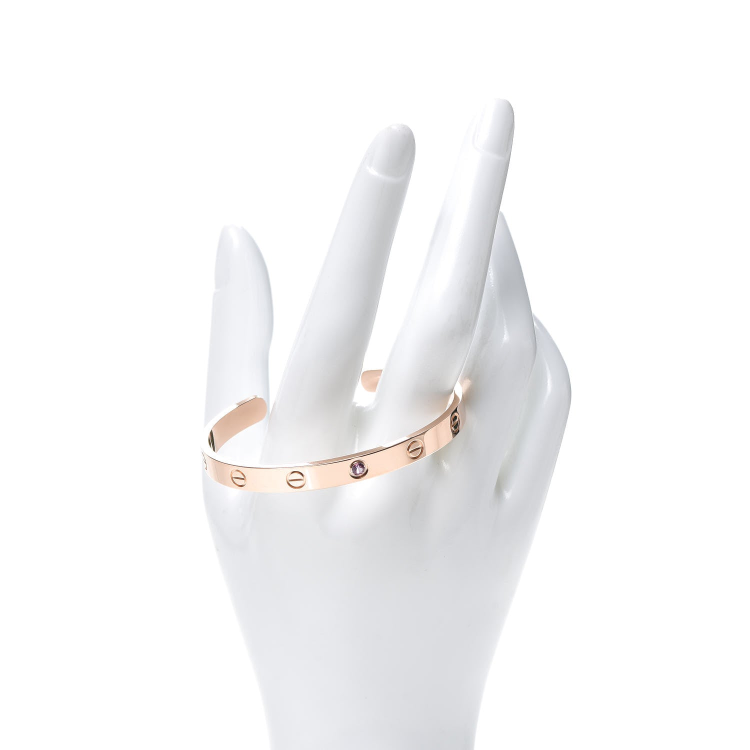 Cartier 18K Pink Gold Pink Sapphire LOVE Cuff Bracelet 17 2 of 5