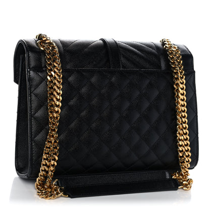 Saint Laurent Grain De Poudre Textured Mixed Matelasse Triquilt Medium Monogram Satchel Black 3 of 13