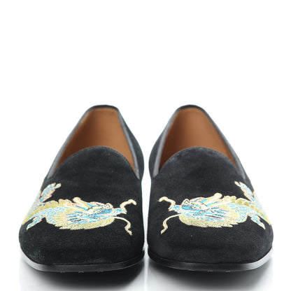 Gucci Suede Dragon Embroidered Mens Loafers 7.5 Black 2 of 8