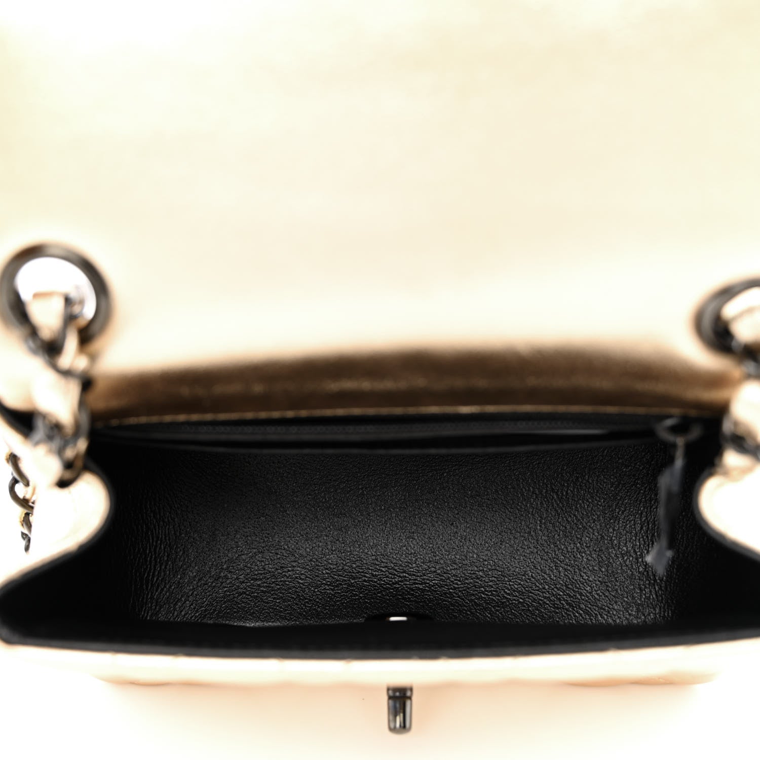 Chanel Metallic Lambskin Quilted Mini Square Flap Gold Black 4 of 10