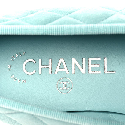 Chanel Suede Calfskin Quilted Cap Toe CC Ballerina Flats 38.5 Light Blue 9 of 12