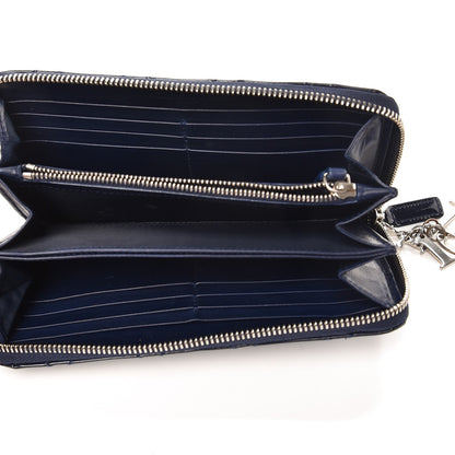 Christian Dior Patent Cannage Lady Dior Continental Zip Wallet Blue 6 of 9