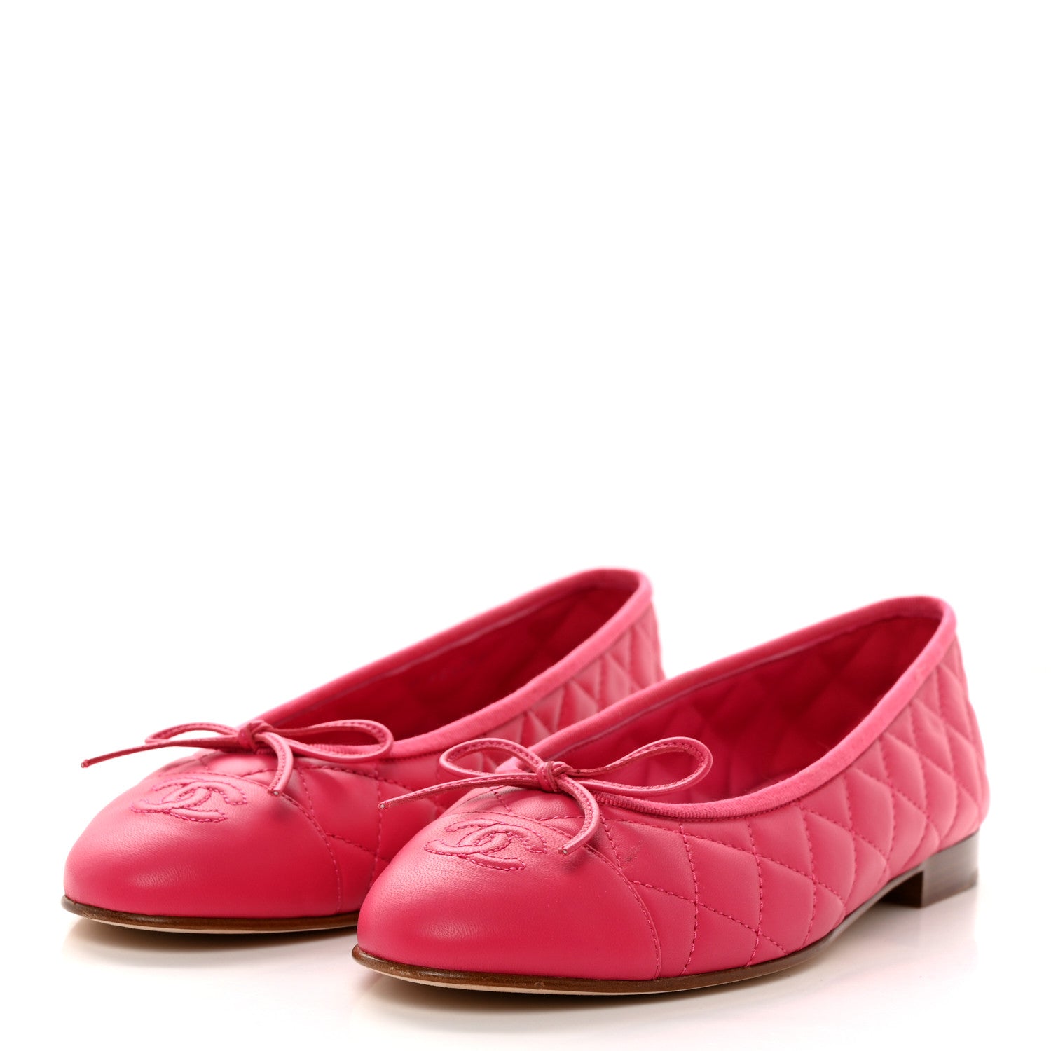 Chanel Lambskin Quilted CC Cap Toe Ballerina Flats 39.5 Pink 3 of 10