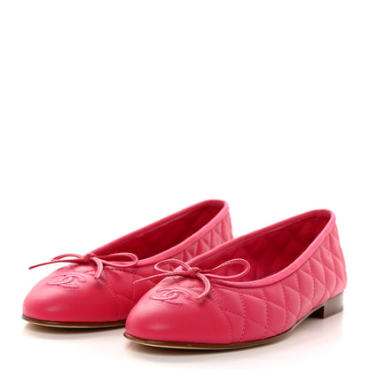 Chanel Lambskin Quilted CC Cap Toe Ballerina Flats 39.5 Pink 3 of 10