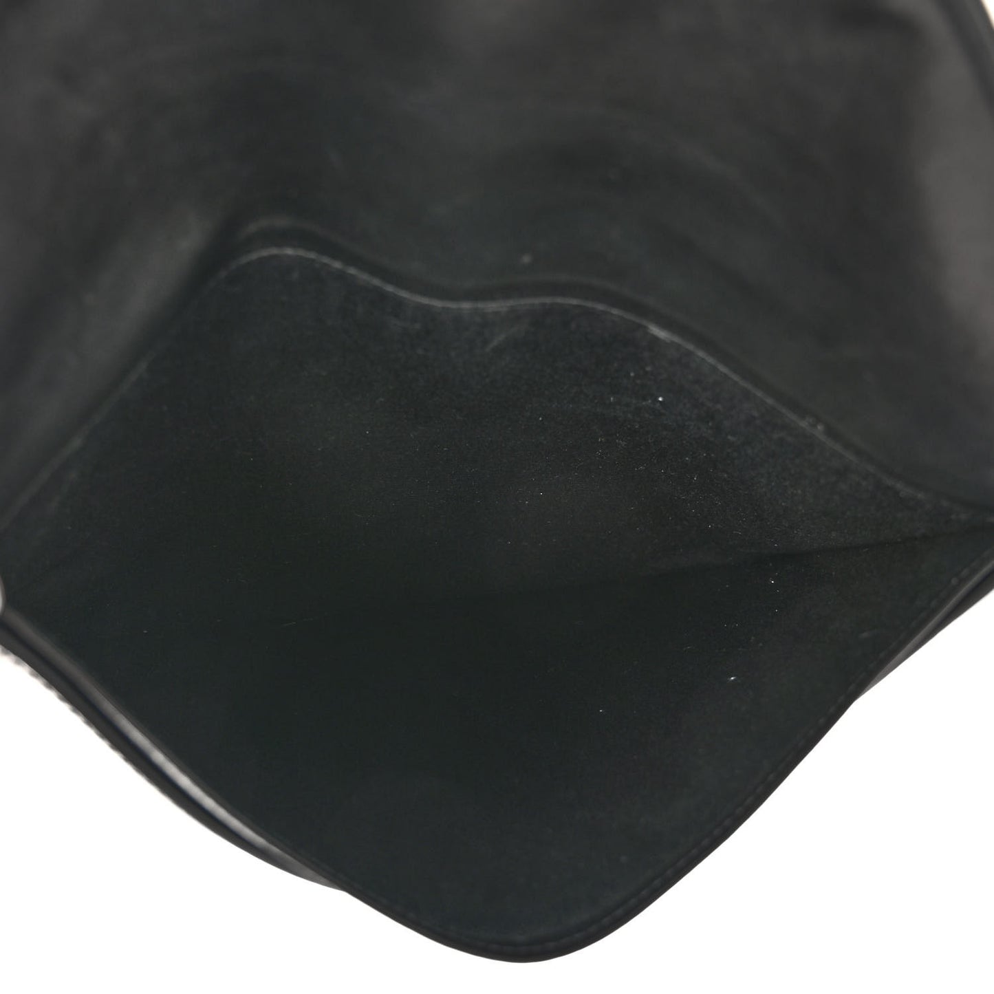 Lambskin Quilted Double Flap Chain Pouch Black