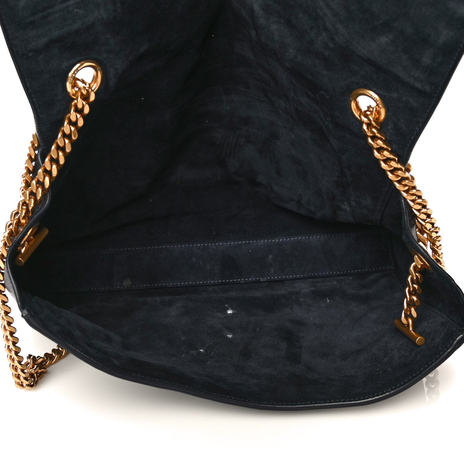 Saint Laurent Smooth Calfskin Suede Medium Reversible Monogram Kate Satchel Navy 11 of 18