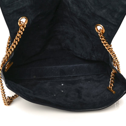 Saint Laurent Smooth Calfskin Suede Medium Reversible Monogram Kate Satchel Navy 11 of 18