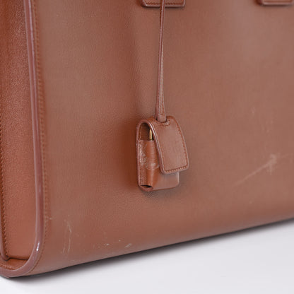 Saint Laurent Calfskin Large Sac De Jour Carryall Cognac 9 of 11