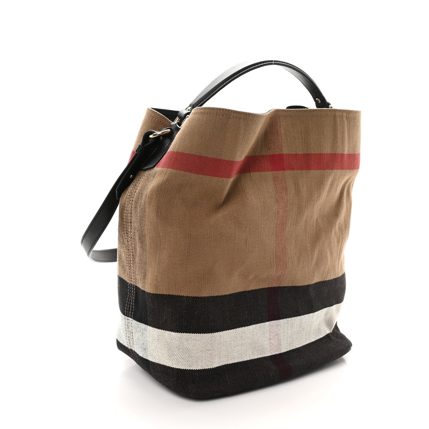 Burberry Canvas Mega Check Medium Ashby Hobo Black 4 of 11