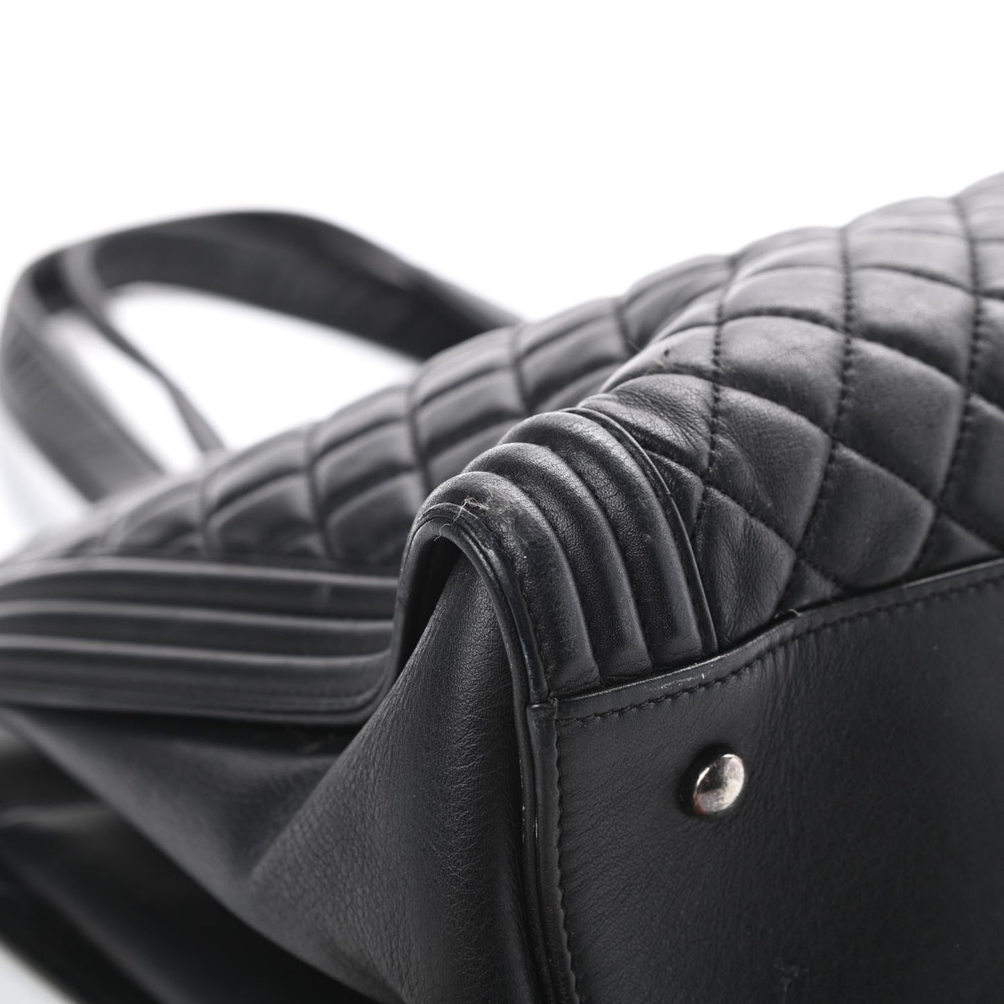 Lambskin Quilted Boy Shopping Tote Black