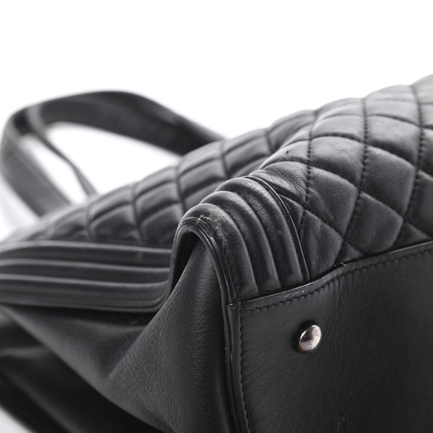 Chanel Lambskin Quilted Boy Shopping Tote Black 9 of 22