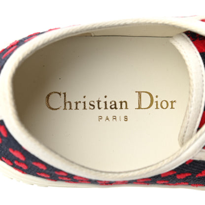 Christian Dior Cotton Heart Embroidered Walk'N'Dior Low Top Sneakers 36 Blue Red 5 of 8