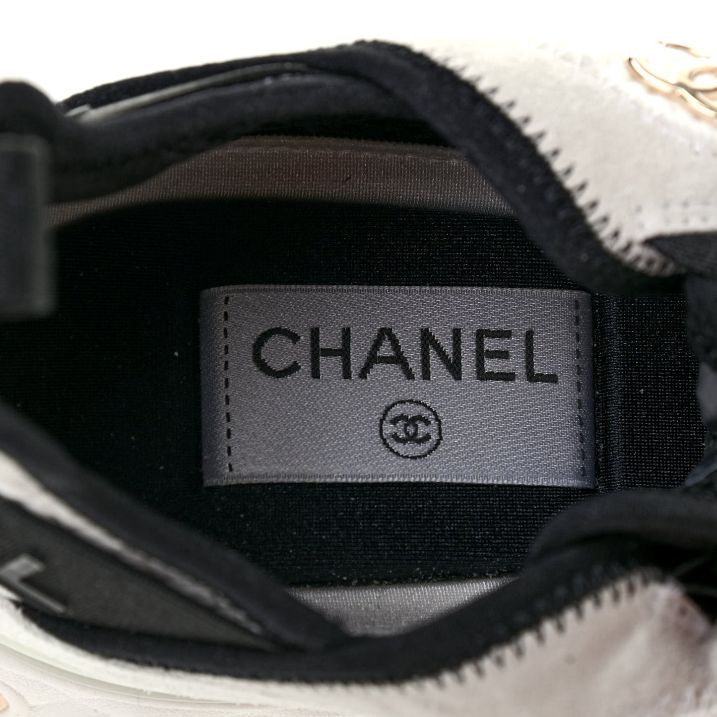 Fabric Suede Calfskin CC Sneakers 38 White Ivory