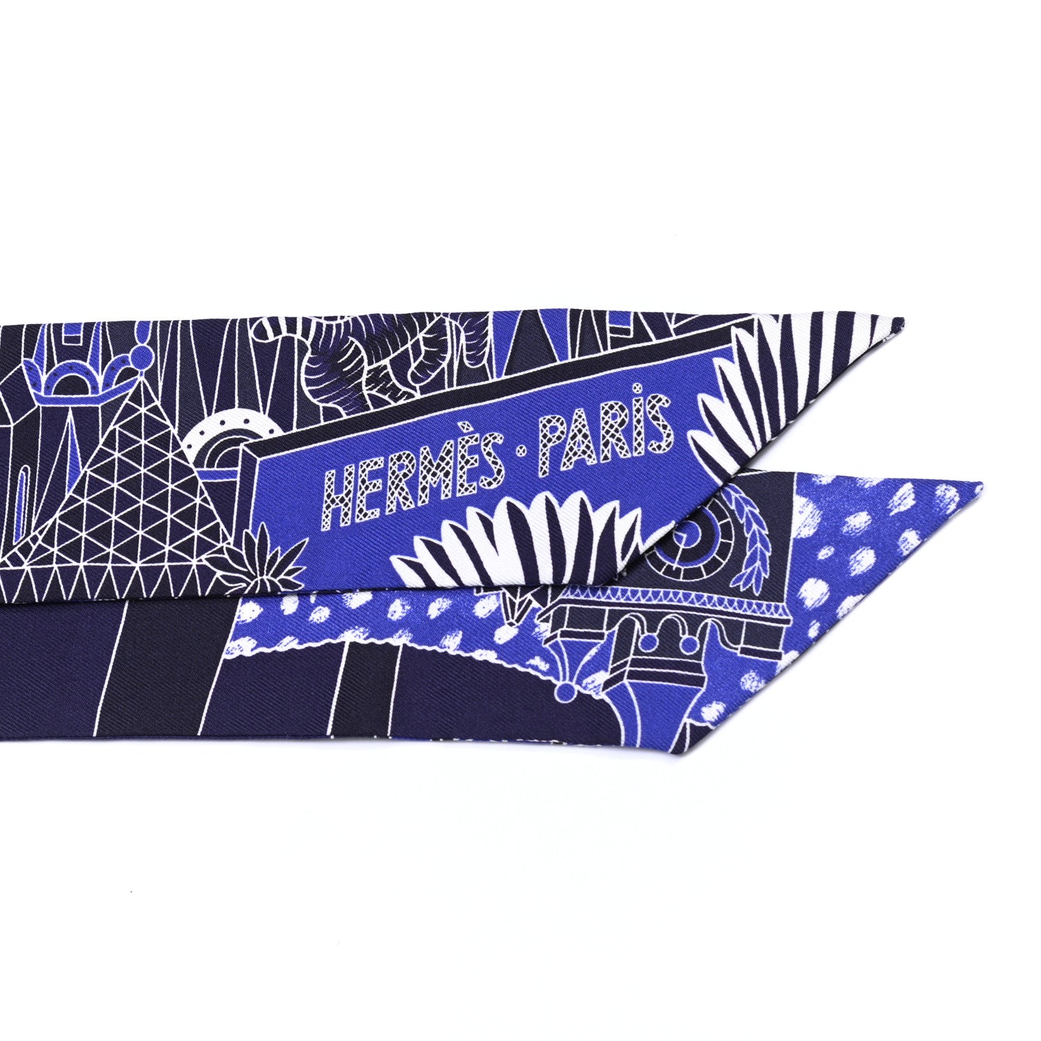 Hermes Silk Animapolis Plumetis Twilly Marine Bleu Royal 4 of 4