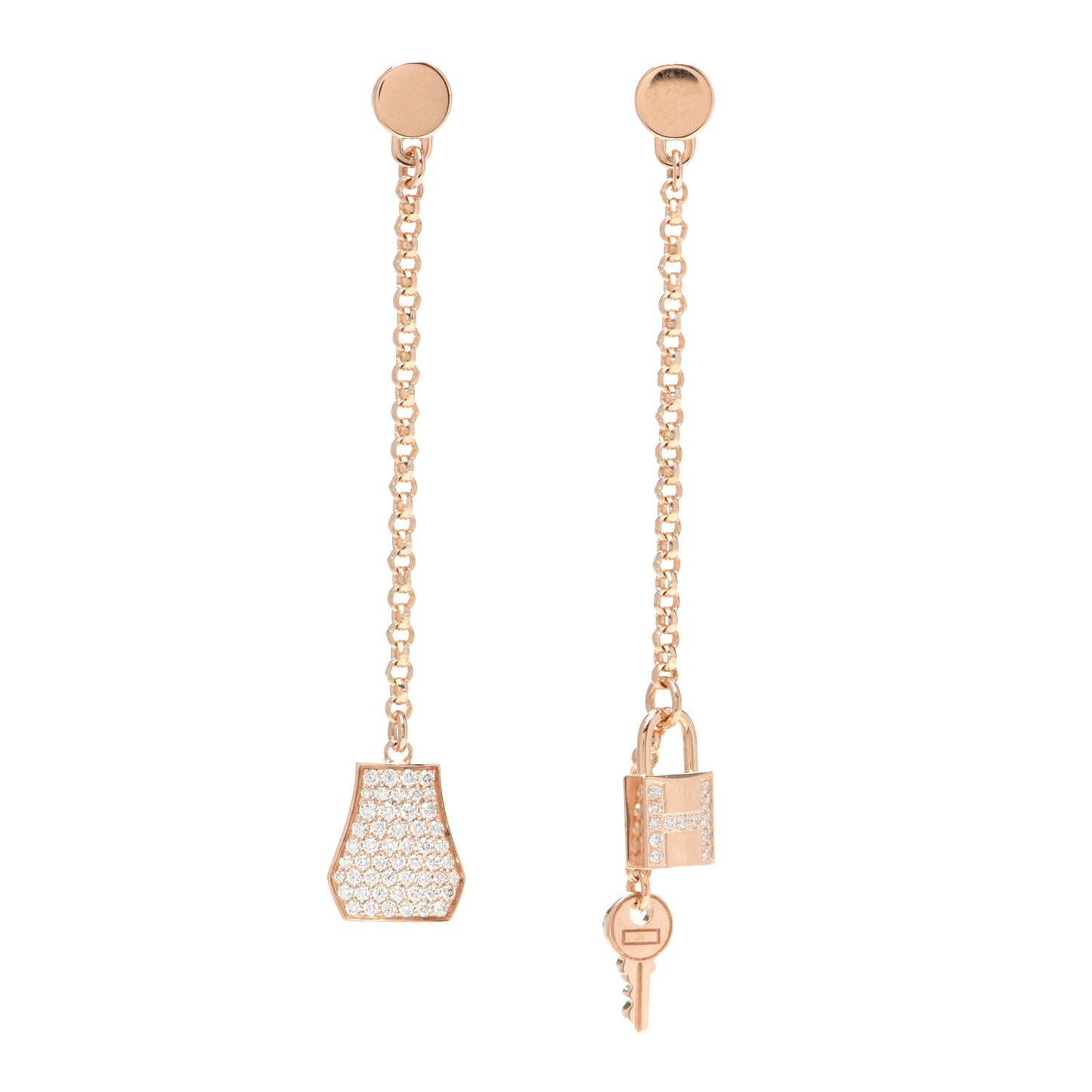 18K Rose Gold Diamond Kelly Clochette Drop Earrings
