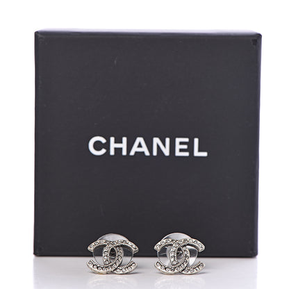 Chanel Crystal CC Earrings Silver 5 of 5