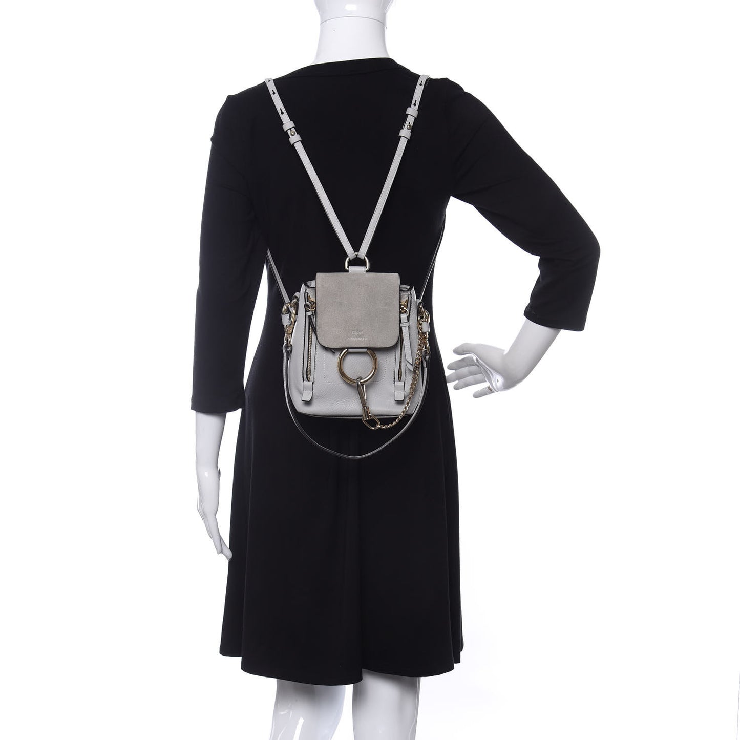 Suede Calfskin Mini Faye Backpack Airy Grey