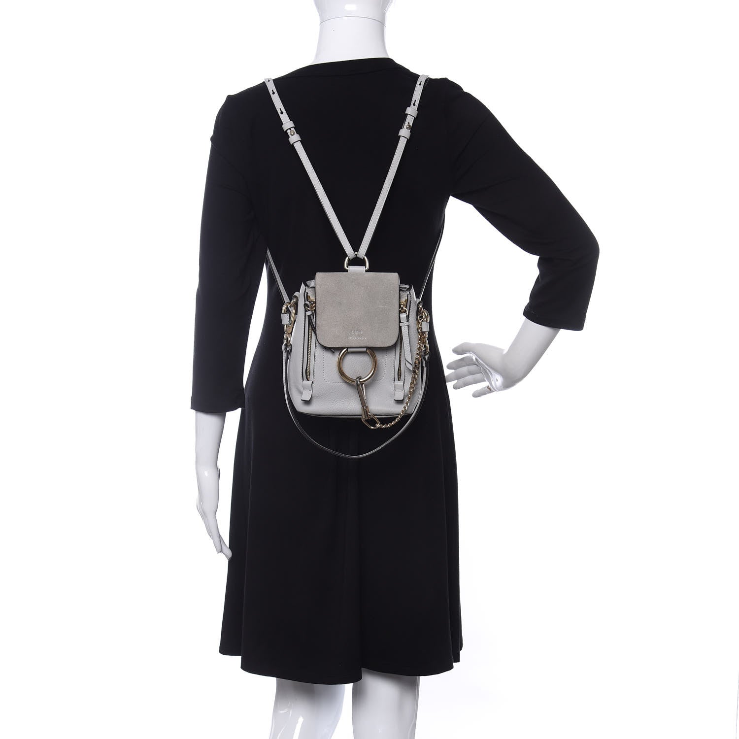 Chloe Suede Calfskin Mini Faye Backpack Airy Grey 2 of 9