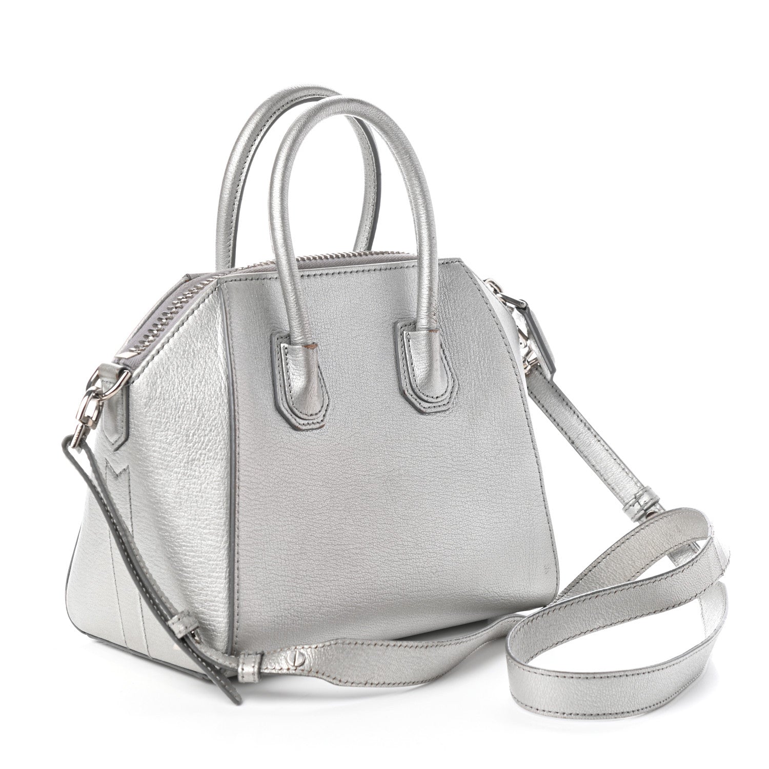Givenchy Metallic Sugar Goatskin Mini Antigona Silver 3 of 16