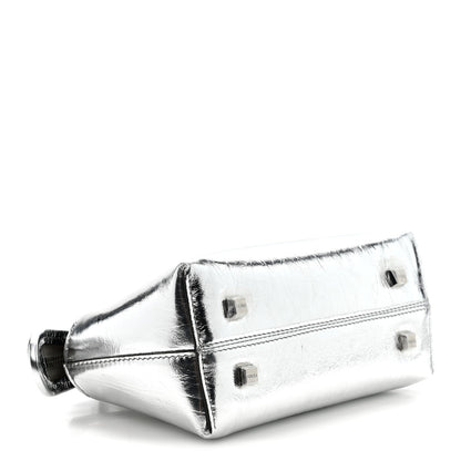 Fendi Rock Millenium Logo Embossed Mini By The Way Top Handle Boston Bag Argento 4 of 10