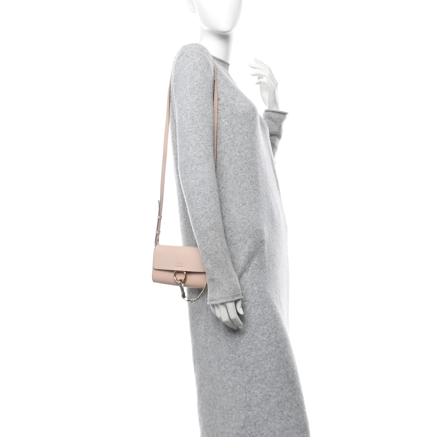 Calfskin Mini Faye Shoulder Bag Cement Pink