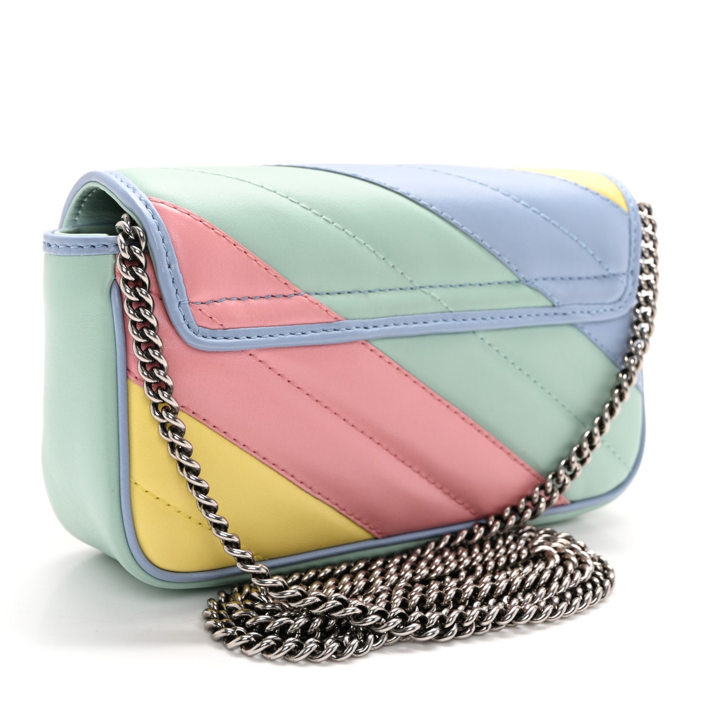 Calfskin Matelasse Diagonal Super Mini GG Marmont Shoulder Bag Multicolor Pastel