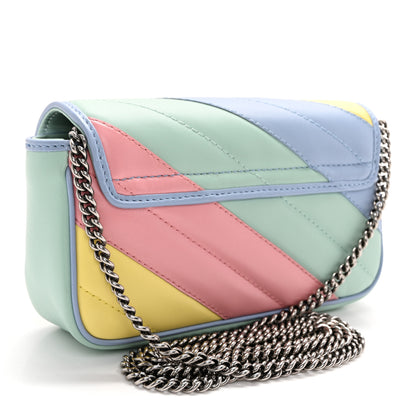 Gucci Calfskin Matelasse Diagonal Super Mini GG Marmont Shoulder Bag Multicolor Pastel 3 of 12