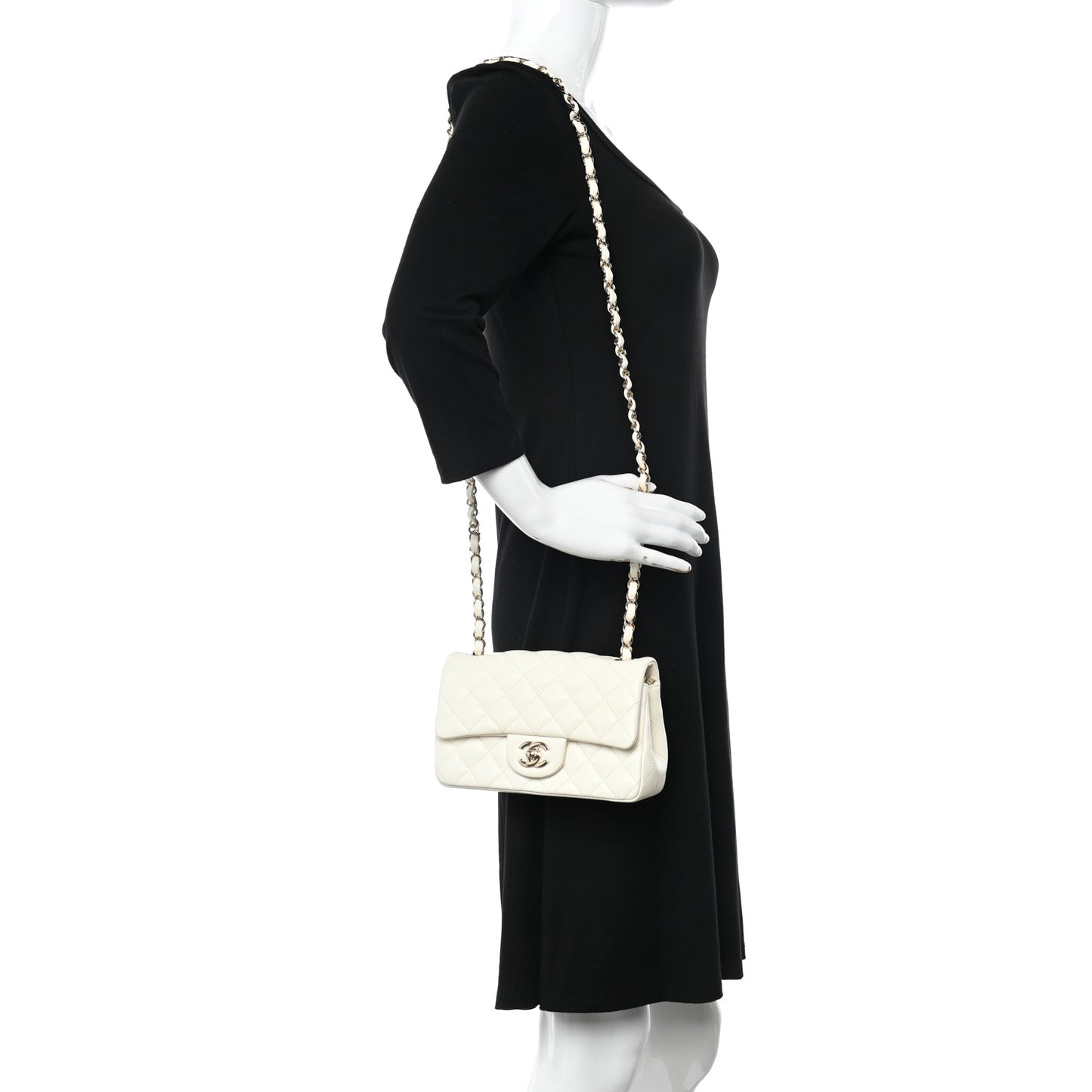 Lambskin Quilted Mini Rectangular Flap White