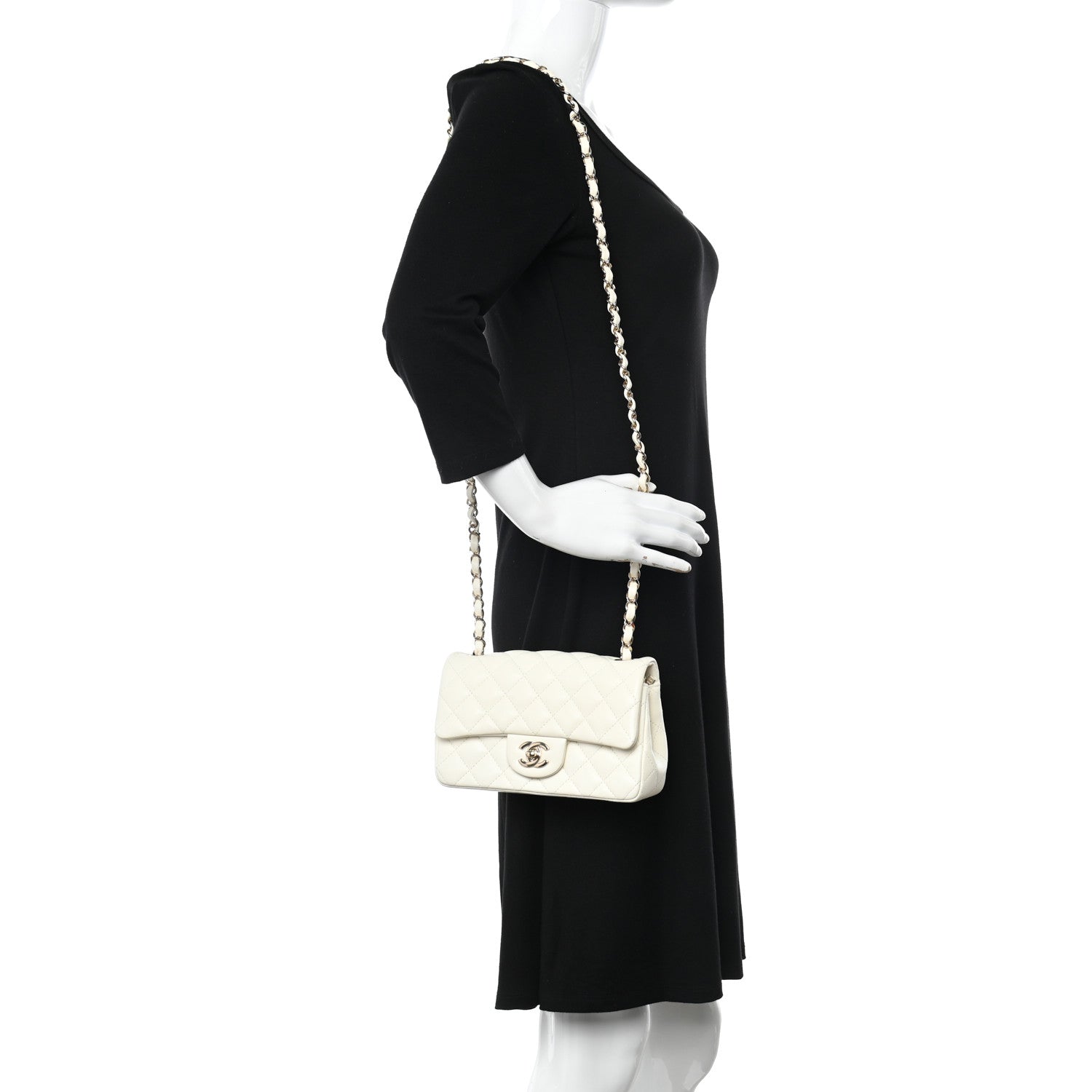Chanel Lambskin Quilted Mini Rectangular Flap White 2 of 14