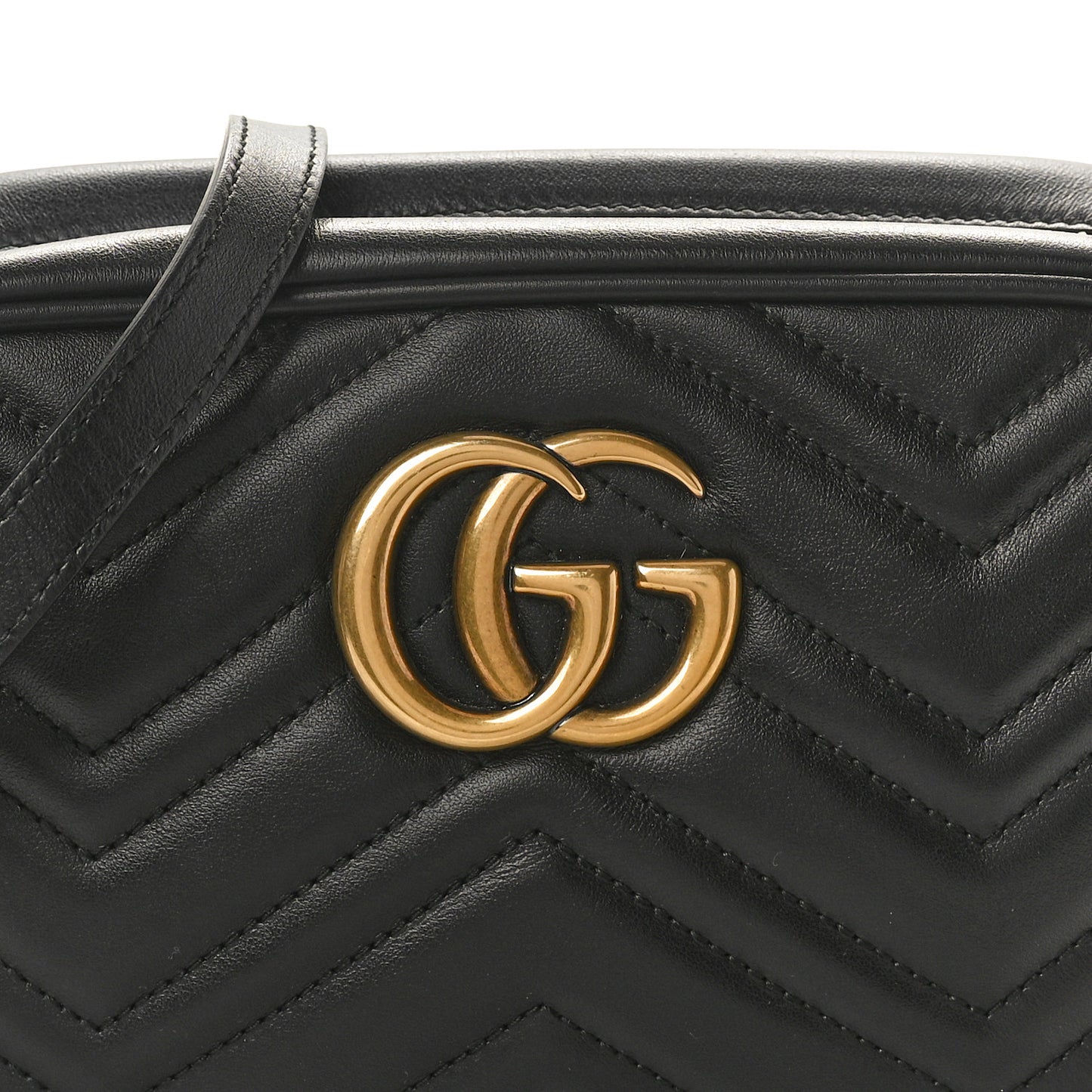 Calfskin Matelasse Small GG Marmont Chain Shoulder Bag Black
