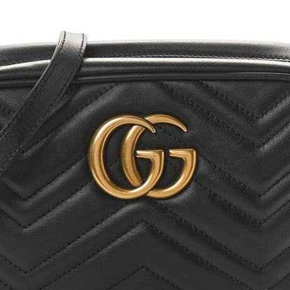 Gucci Calfskin Matelasse Small GG Marmont Chain Shoulder Bag Black 8 of 10