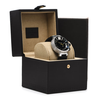 Louis Vuitton Stainless Steel Rubber 41mm Tambour GMT Automatic Watch Black 5 of 5
