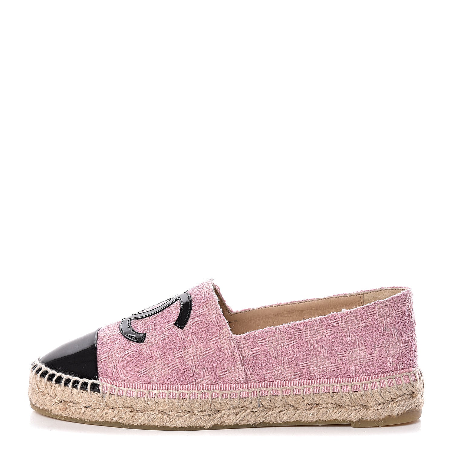 Chanel Tweed Patent CC Espadrilles 38 Pink Black 1 of 11