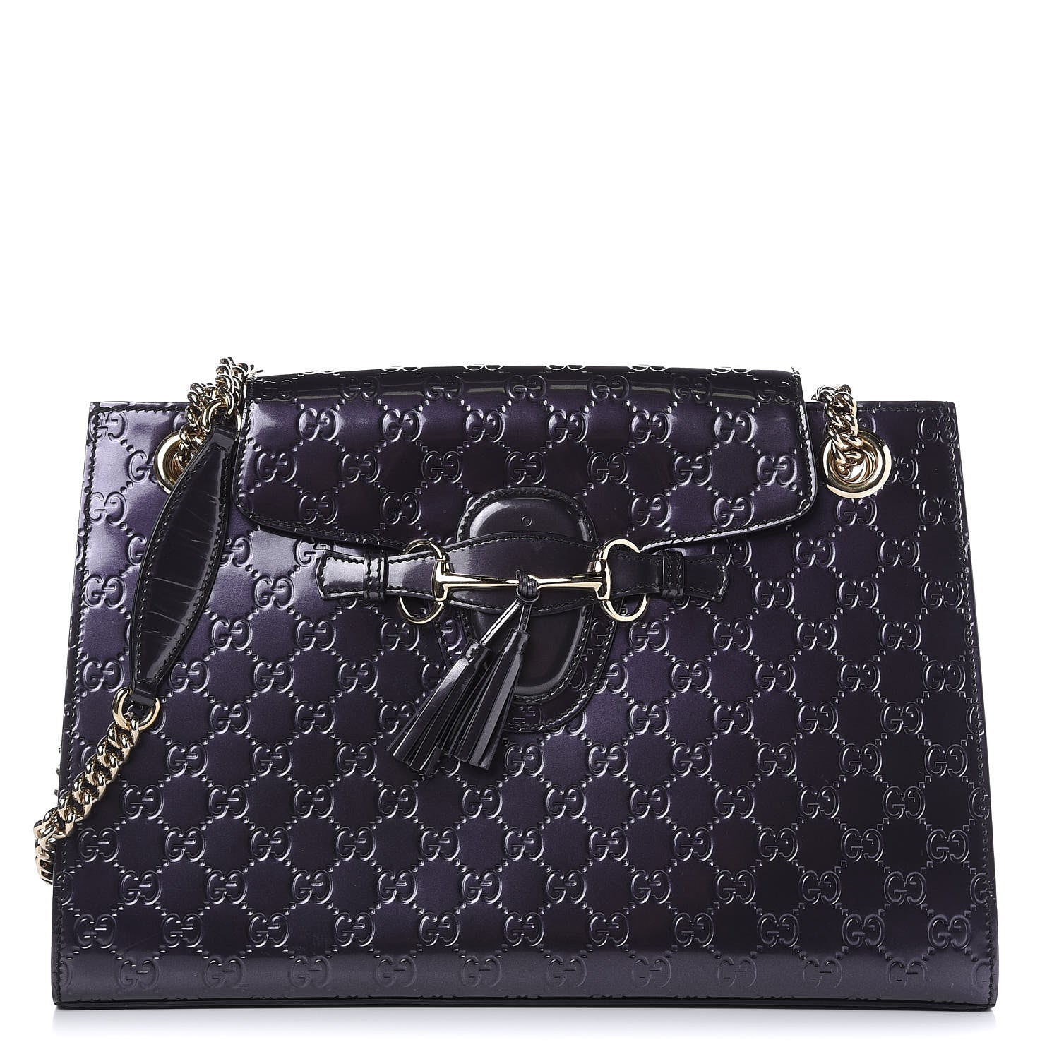 Gucci Shine Guccissima Large Emily Chain Shoulder Bag Melanzana 1 of 11