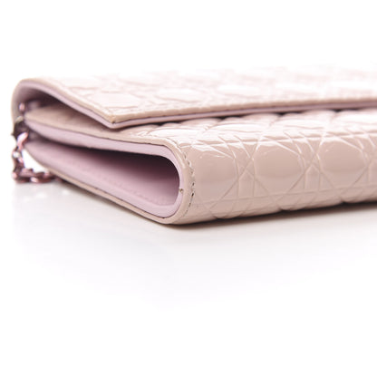 Christian Dior Patent Cannage Rendezvous Chain Wallet Pink 9 of 13