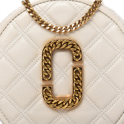 Marc Jacobs Grained Calfskin Quilted The Status Round Crossbody Oatmilk 11 of 11