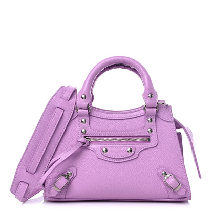 Balenciaga Grained Calfskin Neo Classic Silver Hardware Mini City Lilac 1 of 9