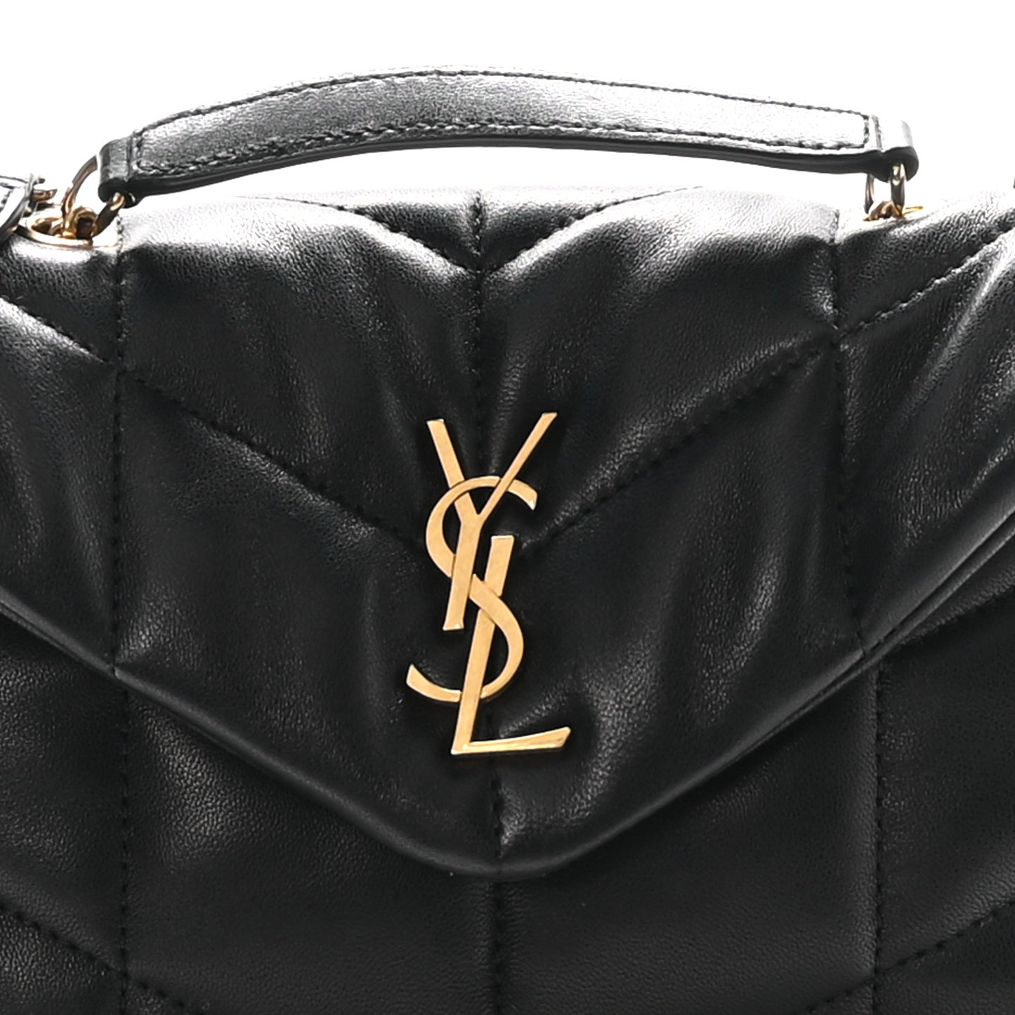 Lambskin Quilted Toy Loulou Puffer Monogram Chain Satchel Black