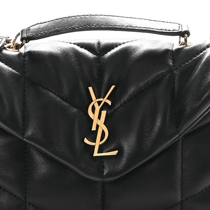 Saint Laurent Lambskin Quilted Toy Loulou Puffer Monogram Chain Satchel Black 8 of 11