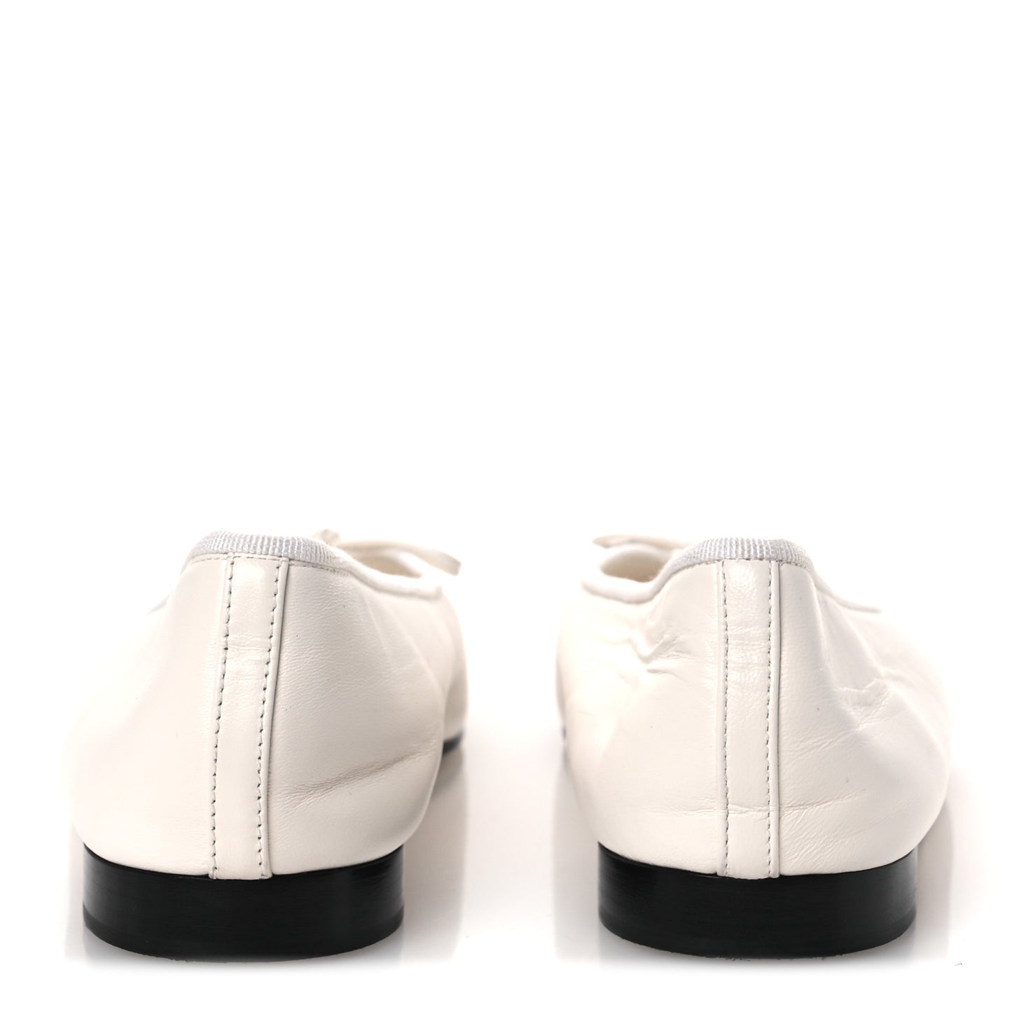 Lambskin Grosgrain Cap Toe CC Ballerina Flats 38 White Black