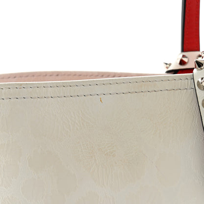Christian Louboutin Calfskin Leopard Print Spikes Small East West Cabata Tote Snow 14 of 14