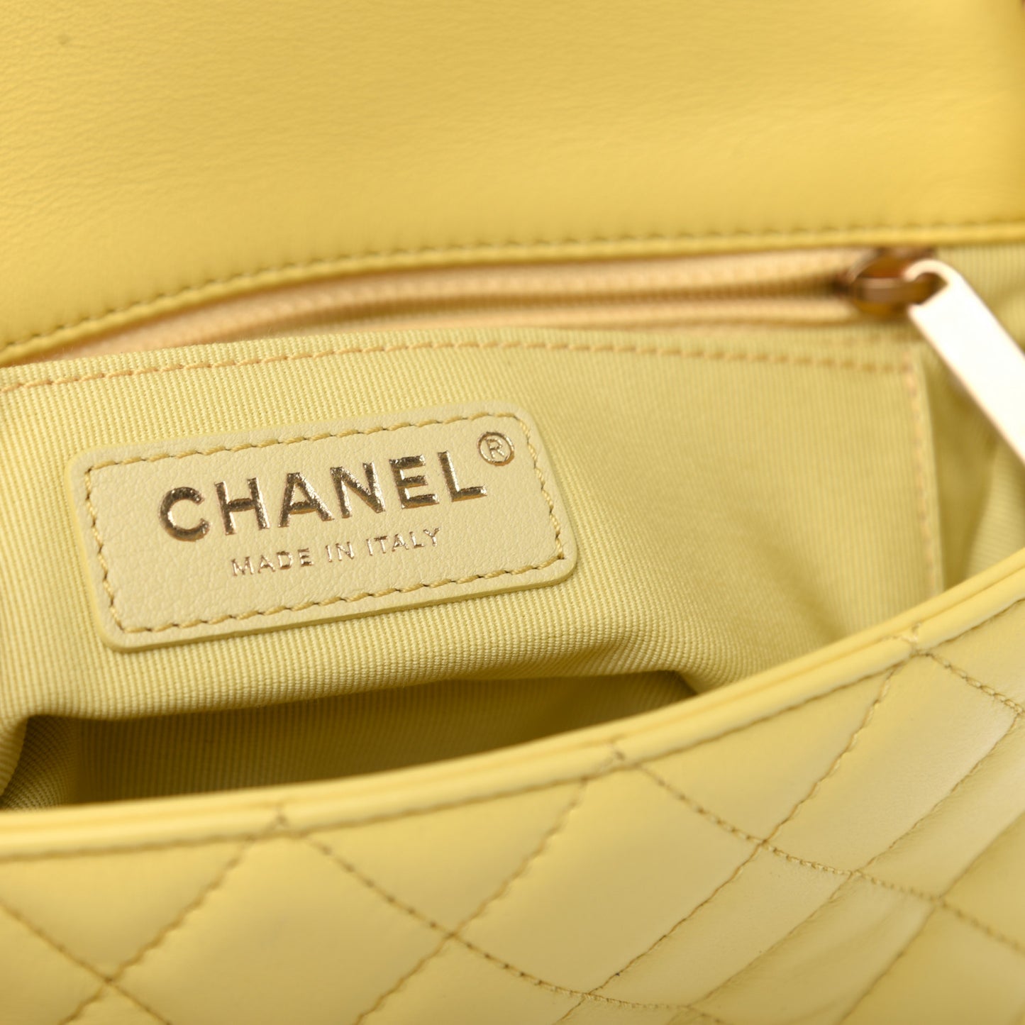 Lambskin Resin Quilted Mini Rectangular Pearl Samba Flap Yellow