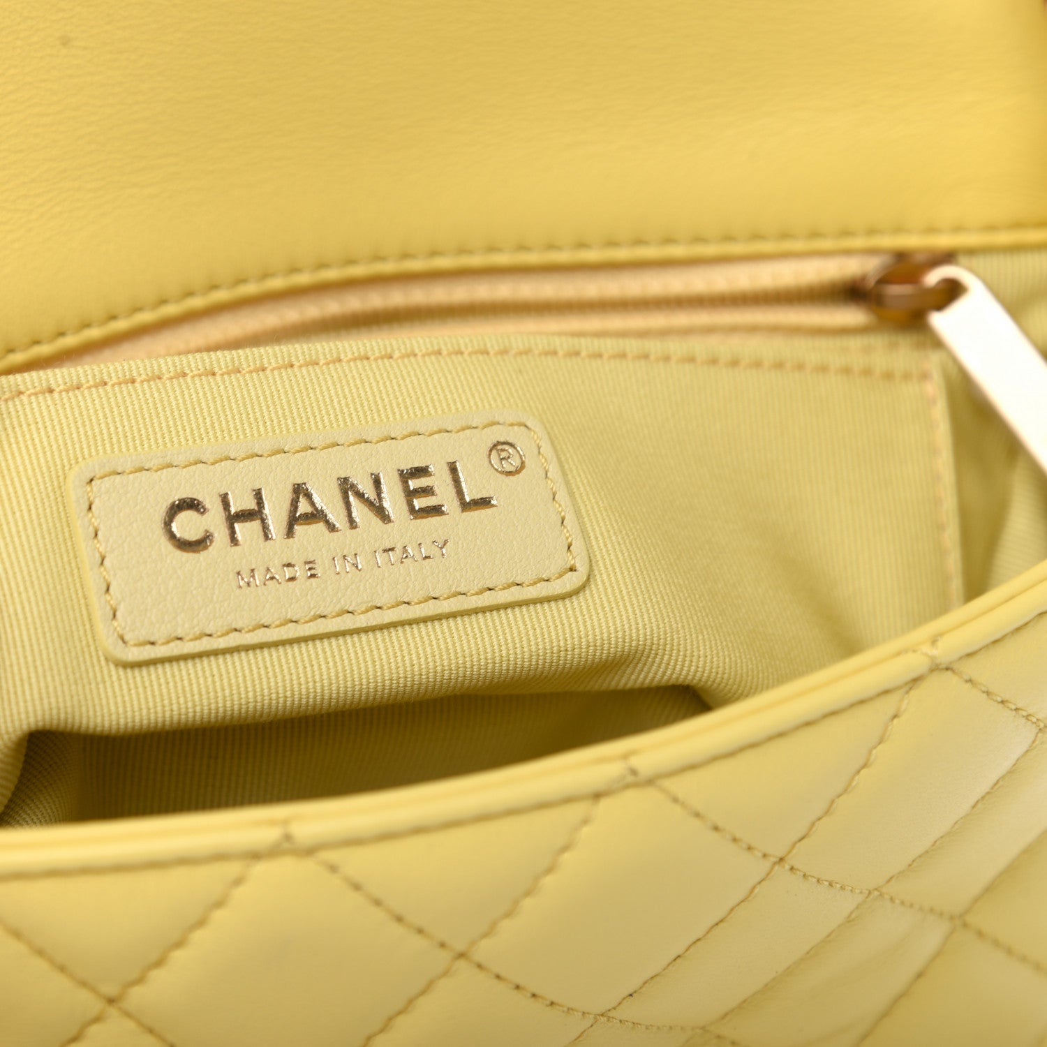 Chanel Lambskin Resin Quilted Mini Rectangular Pearl Samba Flap Yellow 6 of 9
