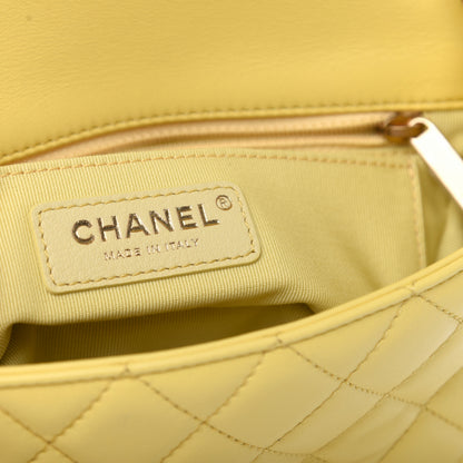 Chanel Lambskin Resin Quilted Mini Rectangular Pearl Samba Flap Yellow 6 of 9
