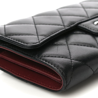 Chanel Lambskin Quilted Large Gusset Flap Wallet Black 10 of 24