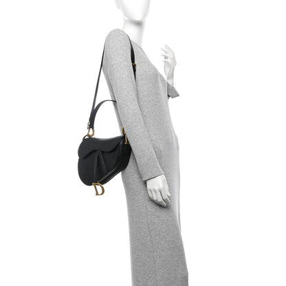 Christian Dior Grained Calfskin Saddle Bag With Strap Black 2 of 11