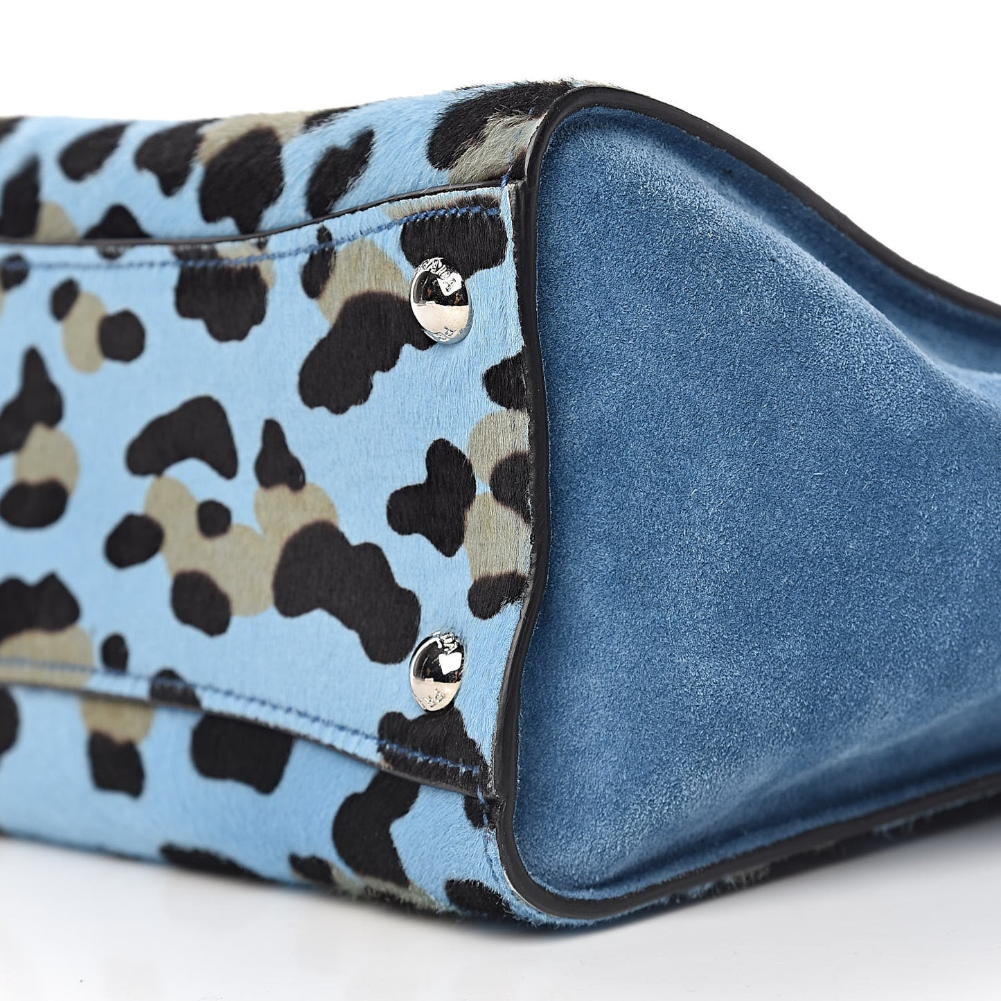 Calf Hair Suede Leopard Print Mini Twin Pocket Tote Mare Black